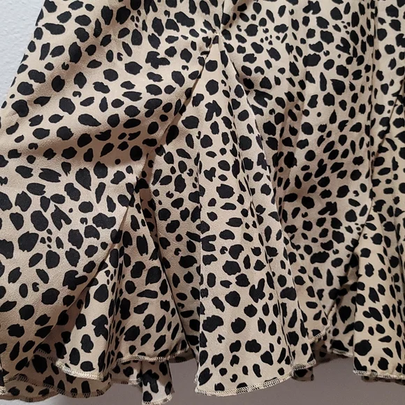 🔥 SALE LEOPARD ANIMAL PRINT SHEER GAUZE PEPLUM FLOATY FLARED MINI SKIRT XXL - Picture 4 of 12